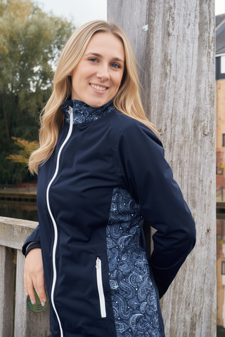 Pure Golf Jora Waterproof Full Zip Jacket - Navy Paisley