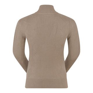 Pure Golf Sorrell Cable Knit Lined Quarter Zip Jumper - Cappuccino