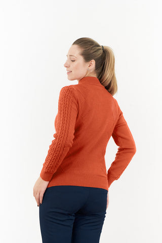 Pure Golf Sorrell  Lined Quarter Zip Ladies Golf Jumper - Ember Orange