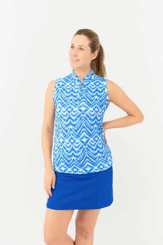Pure Golf Rise Ladies Golf Sleeveless Polo Shirt - Santorini Skies