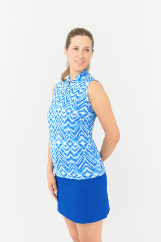 Pure Golf Rise Ladies Golf Sleeveless Polo Shirt - Santorini Skies