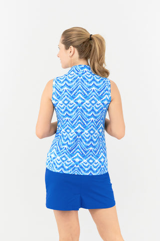 Pure Golf Rise Ladies Golf Sleeveless Polo Shirt - Santorini Skies