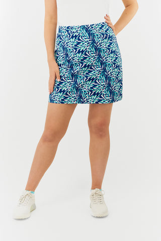 Skort With Side Zip - Floating Palms Yale Navy