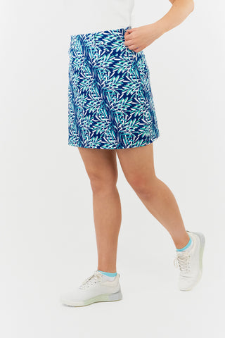 Skort With Side Zip - Floating Palms Yale Navy