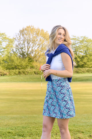 Skort With Side Zip - Floating Palms Yale Navy