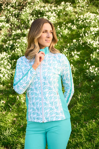 Gella Ladies Golf Mid Layer Jacket - Floating Palms White