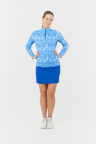 Lamprelle Long Sleeve No Mesh Ladies Golf Top - Santorini Skies