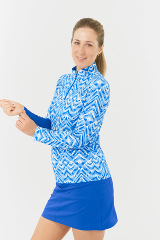 Lamprelle Long Sleeve No Mesh Ladies Golf Top - Santorini Skies