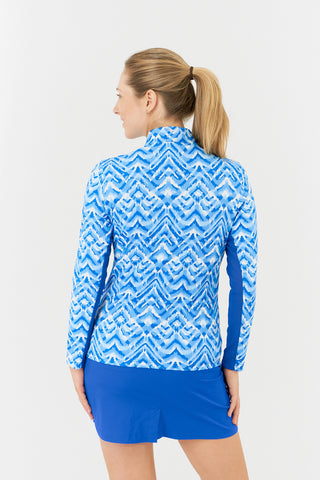 Lamprelle Long Sleeve No Mesh Ladies Golf Top - Santorini Skies