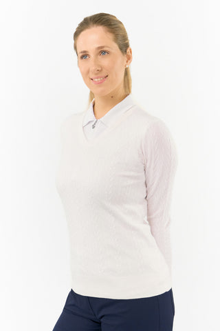 Suzie Summerweight Ladies Golf Jumper - White