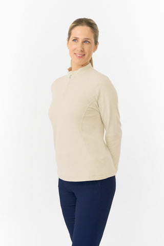 Pure Golf Ladies Iris Soft Fleece Golf Quarter Zip - Limestone