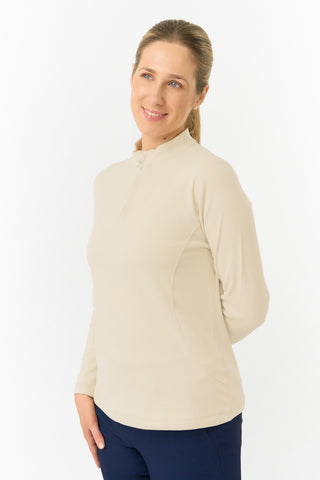 Pure Golf Ladies Iris Soft Fleece Golf Quarter Zip - Limestone