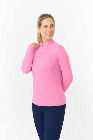 Pure Golf Ladies Iris Soft Fleece Golf Quarter Zip - Fondant Pink