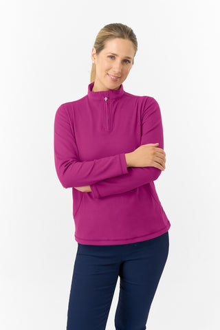 Pure Golf Ladies Iris Soft Fleece Golf Quarter Zip - Plum