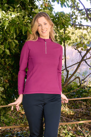 Pure Golf Ladies Iris Soft Fleece Golf Quarter Zip - Plum