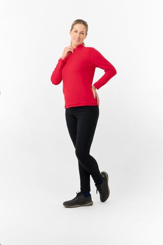 Pure Golf Ladies Iris Soft Fleece Golf Quarter Zip - Chilli Oil