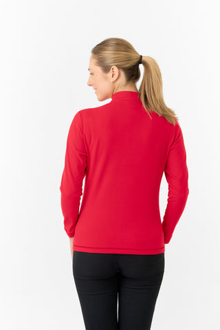 Pure Golf Ladies Iris Soft Fleece Golf Quarter Zip - Chilli Oil
