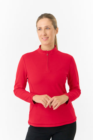 Pure Golf Ladies Iris Soft Fleece Golf Quarter Zip - Chilli Oil