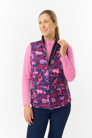 Pure Golf Ladies Eve Reversible Gilet - Autumn Aquarelle