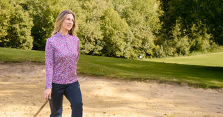 Pure Golf Ladies Arusha Long Sleeve Mid Layer Quarter Zip- Plum Ripple