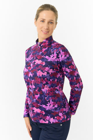 Pure Golf Ladies Arusha Long Sleeve Mid Layer Quarter Zip- Autumn Aquarelle