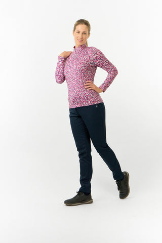 Pure Golf Ladies Arusha Long Sleeve Mid Layer Quarter Zip- Plum Ripple