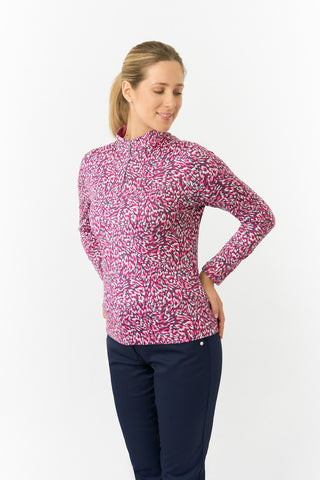 Pure Golf Ladies Arusha Long Sleeve Mid Layer Quarter Zip- Plum Ripple