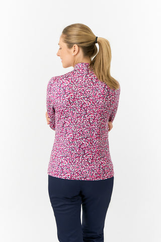 Pure Golf Ladies Arusha Long Sleeve Mid Layer Quarter Zip- Plum Ripple