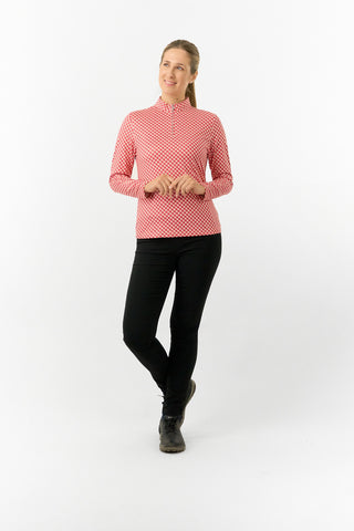 Pure Golf Ladies Arusha Long Sleeve Mid Layer Quarter Zip- Woven Chantilly