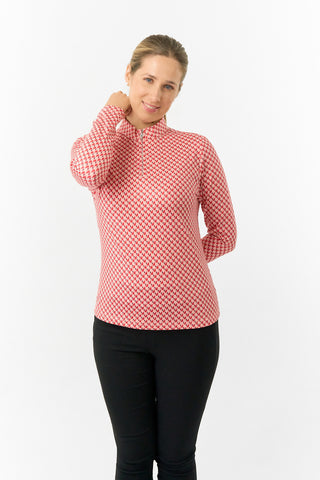 Pure Golf Ladies Arusha Long Sleeve Mid Layer Quarter Zip- Woven Chantilly