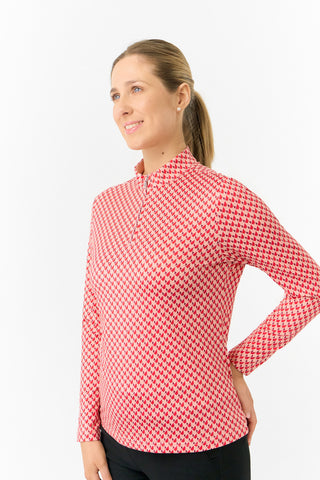 Pure Golf Ladies Arusha Long Sleeve Mid Layer Quarter Zip- Woven Chantilly