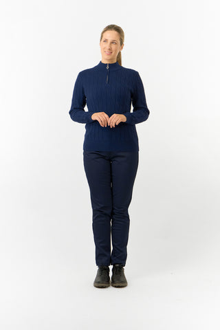 Pure Golf Ladies Sorrell Lined Jumper (Margot Knit) - Navy
