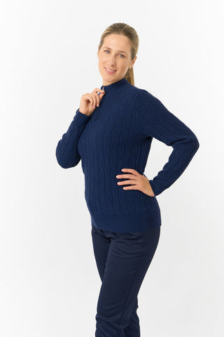 Pure Golf Ladies Sorrell Lined Jumper (Margot Knit) - Navy