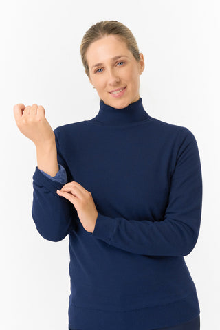 Pure Golf Ladies Sarah Fur Lined Roll Neck - Navy