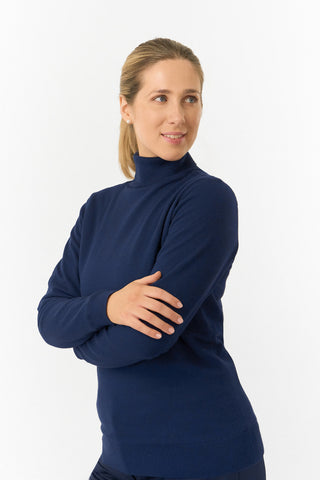 Pure Golf Ladies Sarah Fur Lined Roll Neck - Navy