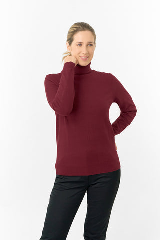 Pure Golf Ladies Sarah Fur Lined Roll Neck - Merlot