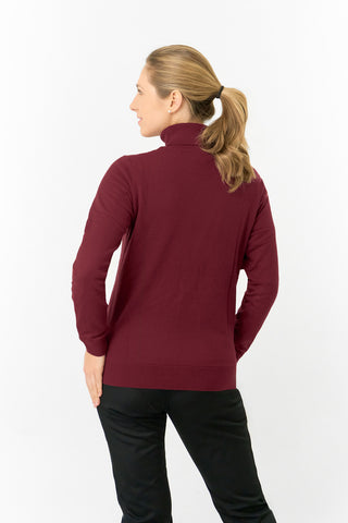 Pure Golf Ladies Sarah Fur Lined Roll Neck - Merlot