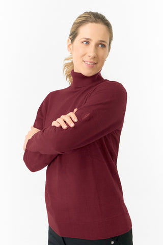 Pure Golf Ladies Sarah Fur Lined Roll Neck - Merlot