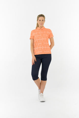 Pure Golf Amity Short Sleeve Polo Shirt - Cantaloupe Crescent