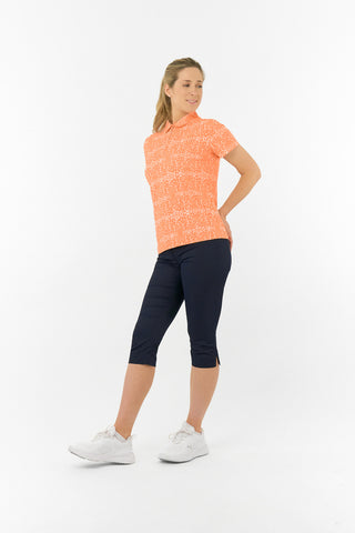 Pure Golf Amity Short Sleeve Polo Shirt - Cantaloupe Crescent