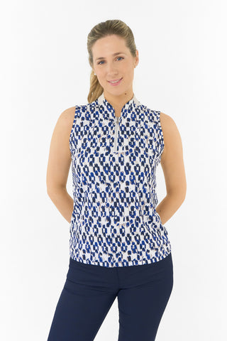 Felicity Sleeveless Polo Golf Shirt - Sands of Time