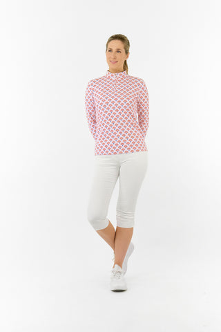 Serenity Long Sleeve Ladies Golf Zip Top - Mediterranean Sunset