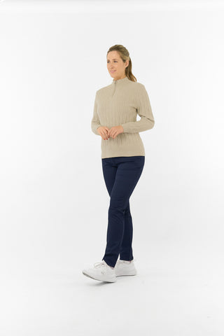 Pure Golf Ladies Sorrell Lined Jumper (Margot Knit) - Oyster