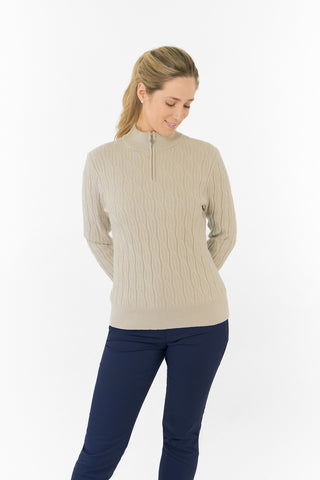 Pure Golf Ladies Sorrell Lined Jumper (Margot Knit) - Oyster