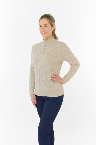 Pure Golf Ladies Sorrell Lined Jumper (Margot Knit) - Oyster