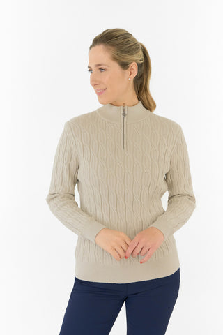 Pure Golf Ladies Sorrell Lined Jumper (Margot Knit) - Oyster