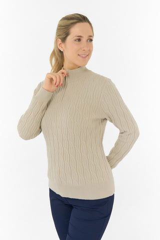 Pure Golf Ladies Sorrell Lined Jumper (Margot Knit) - Oyster