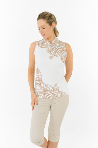 Aria Sleeveless Polo Golf Shirt - Whitecap Whisper