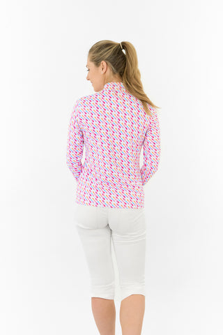 Serenity Long Sleeve Ladies Golf Zip Top - Fairway Fizz