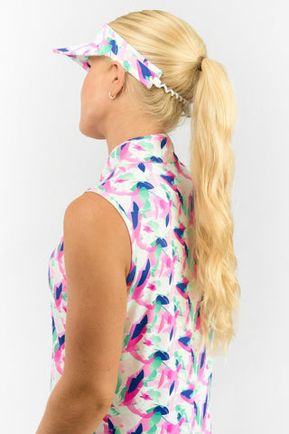 Arielle Patterned Golf Visor - Portrait of Paradise